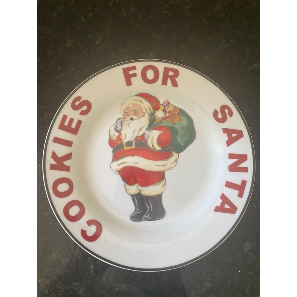 Linen N Things 7" Cookies for Santa Plate, Vintage Look